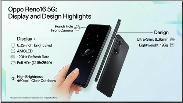 Oppo Reno 16 display and phone design
