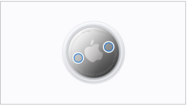 iPhone showing AirTag battery cover opening.