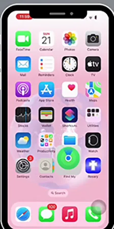 iPhone showing apps menu.