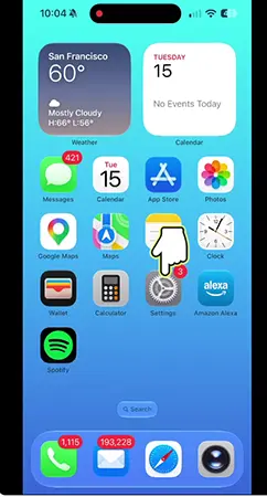  iPhone showing apps menu.