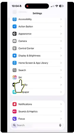 iPhone showing settings app menu.